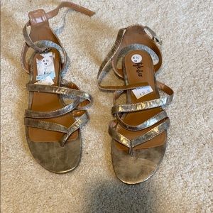 gold metallic strappy sandals